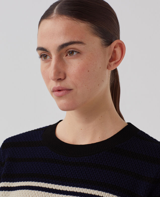 Kurzärmliger Pullover aus Baumwolle J695 st ecru navy