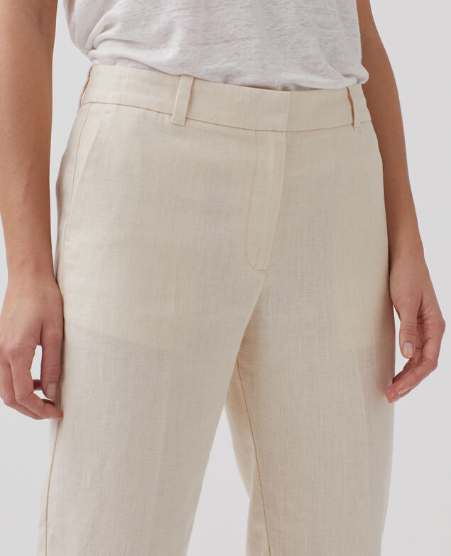 MARGUERITE - Zigarettenhose aus Leinen H303 white swan