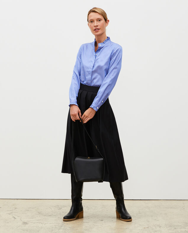 Baumwollbluse mit gerüschtem Stehkragen Blue as proto