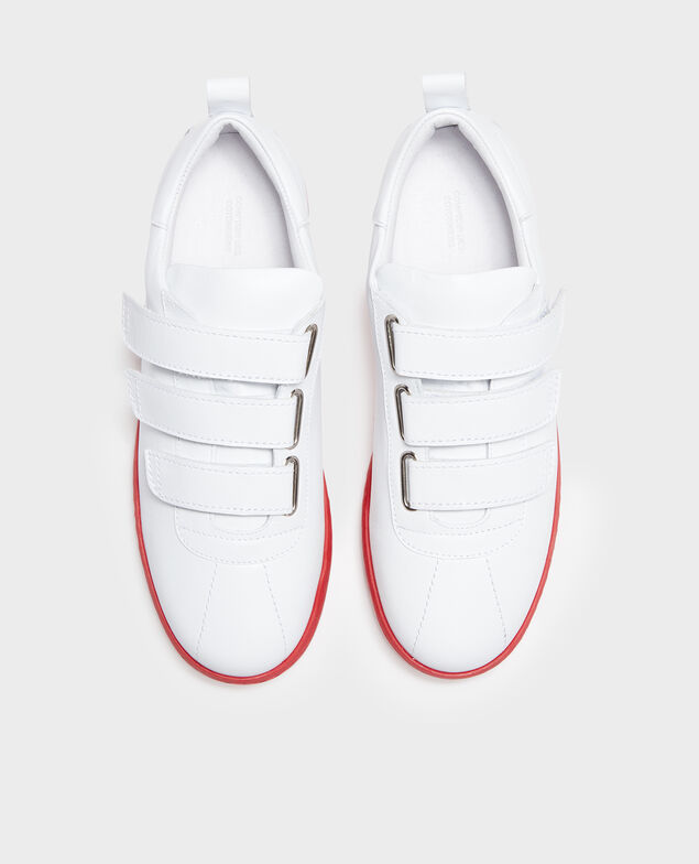 Sneakers aus Leder mit Klettlaschen White fiery red