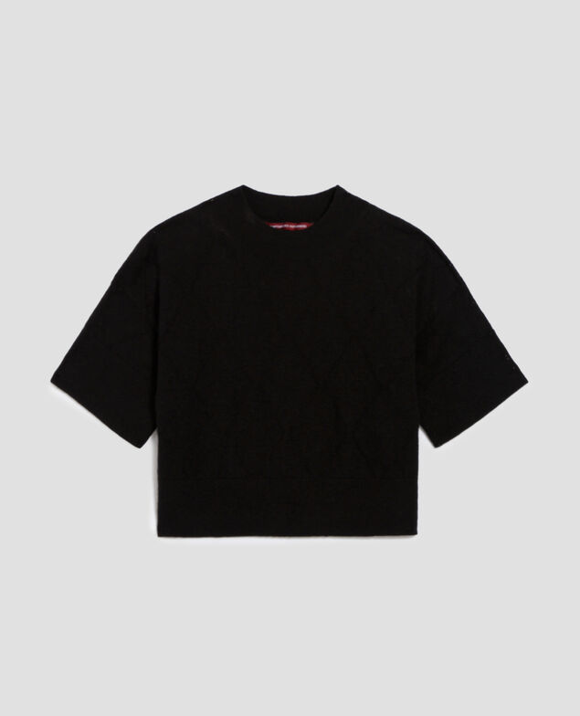 Kurzer Kurzarmpullover H091 black beauty