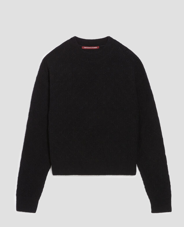 Pullover mit Zierstrick H091 black beauty