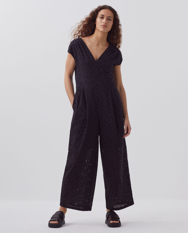 Jumpsuit mit Lochstickerei H091 black beauty