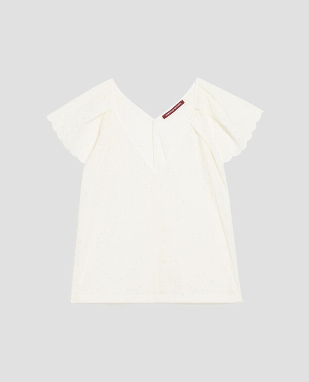 Besticktes Top aus Baumwolle H003 white