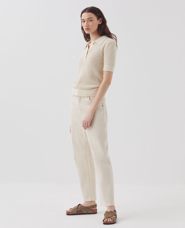 Pullover mit Polokragen und kurzen Ärmeln H304 albore