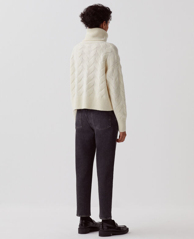 Rollkragenpullover aus Wolle I010 glass green beige