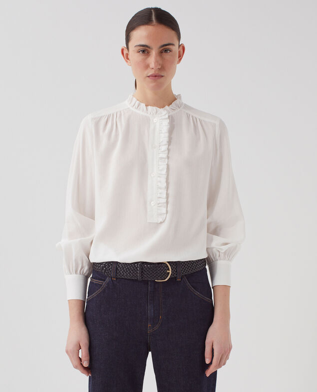 Bluse mit Volant-Details H013 gardenia