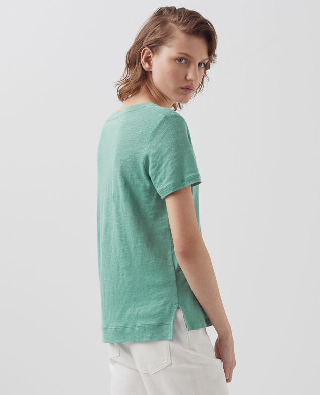 SARAH - T-Shirt mit V-Ausschnitt aus Leinen 0520 vert email