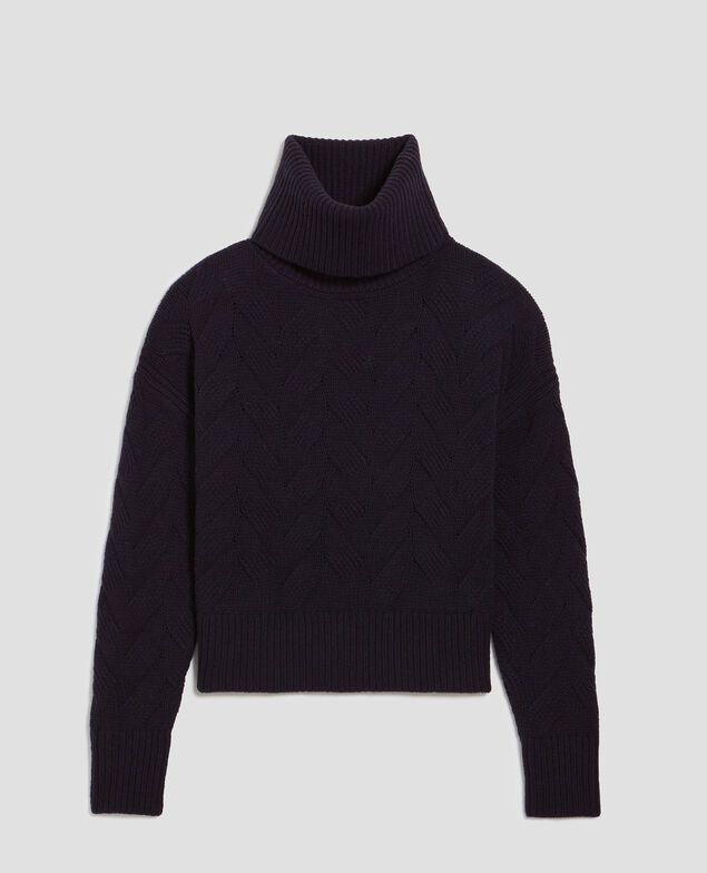Rollkragenpullover aus Wolle H695 night sky