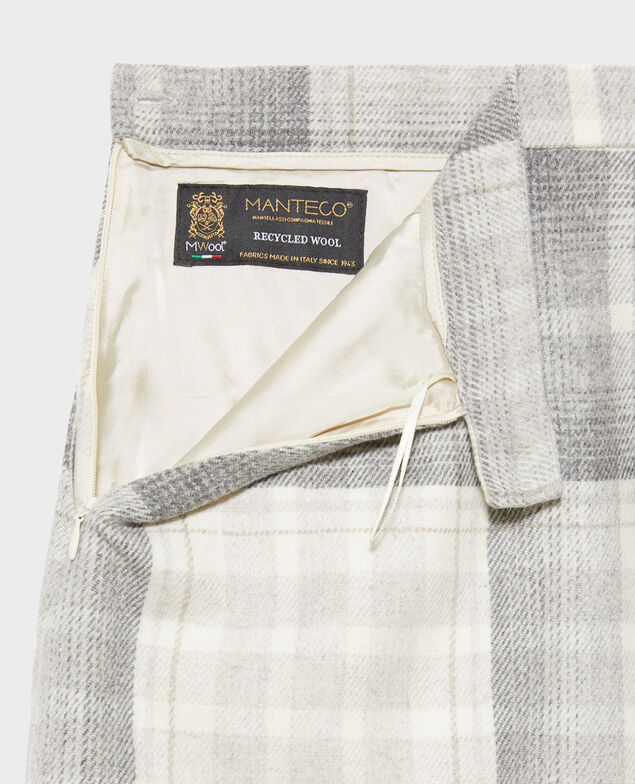 Kurzer Rock aus Mischwolle A003 white check