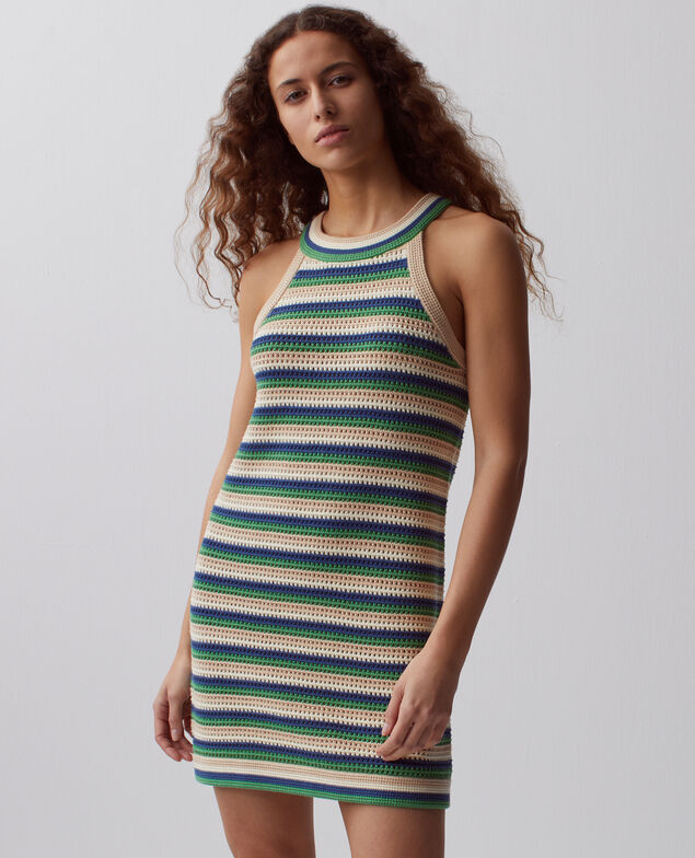 Kurzes Kleid aus Häkelstrick H543 st multic green