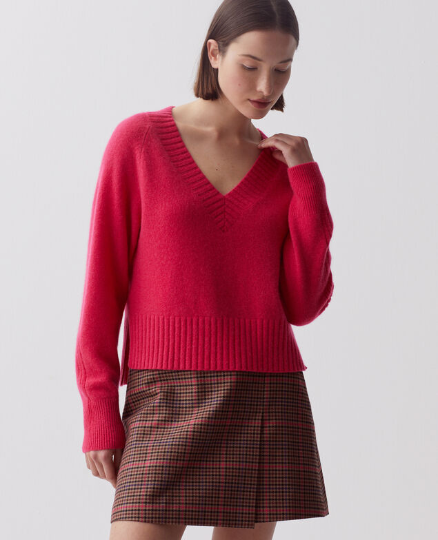 Pullover mit V-Ausschnitt aus Kaschmir I120 virtual pink