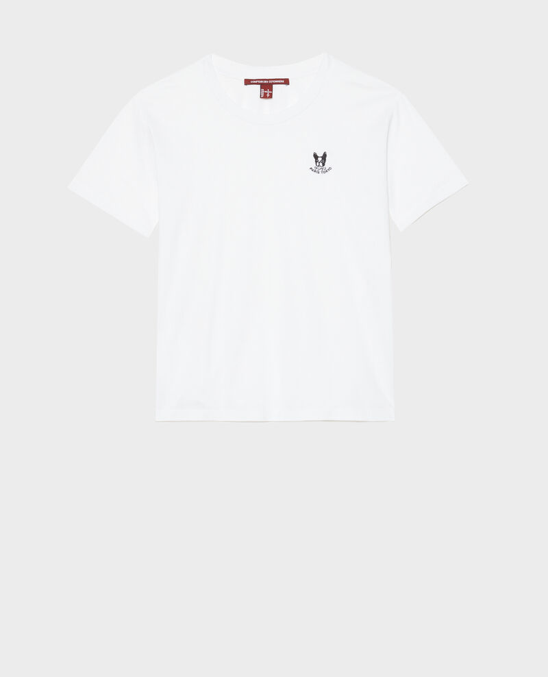 Besticktes T-Shirt aus Baumwolle Optical white Nagano