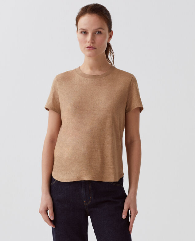 AMANDINE -  T-Shirt mit Rundhalsausschnitt aus Baumwolle H330 tiger's eye