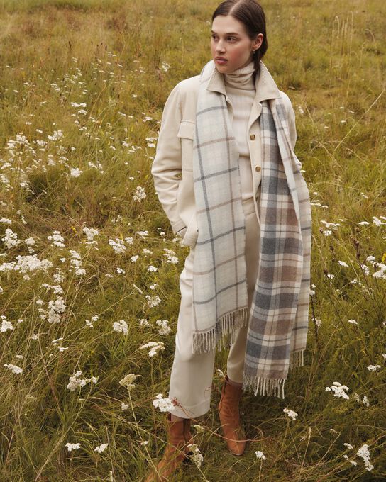 Schal aus Mischwolle A007 WHITE CHECK