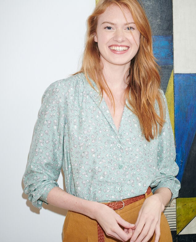 Fließende Bluse 96 print green