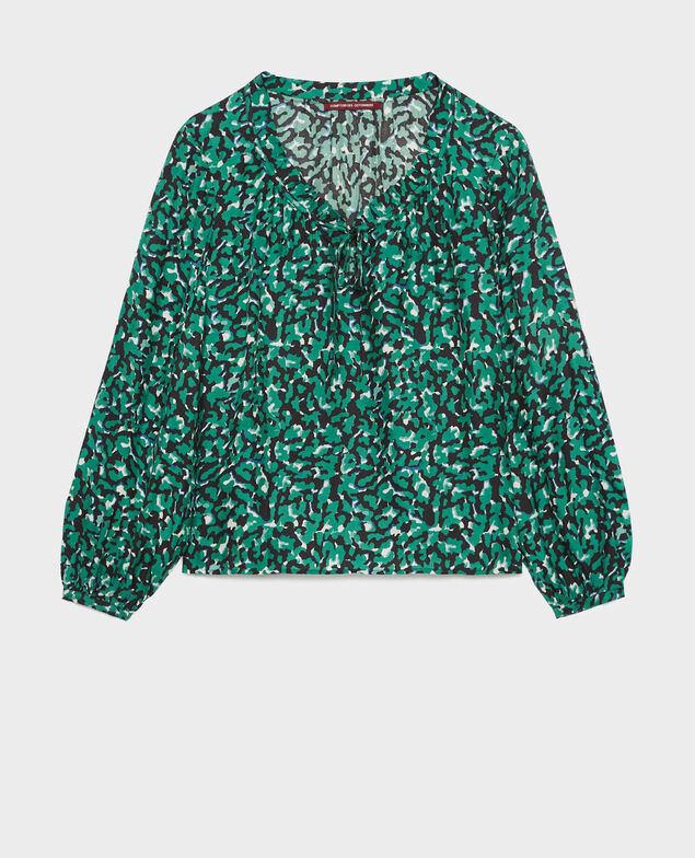 Fließende gemusterte Bluse 0512 green cameo