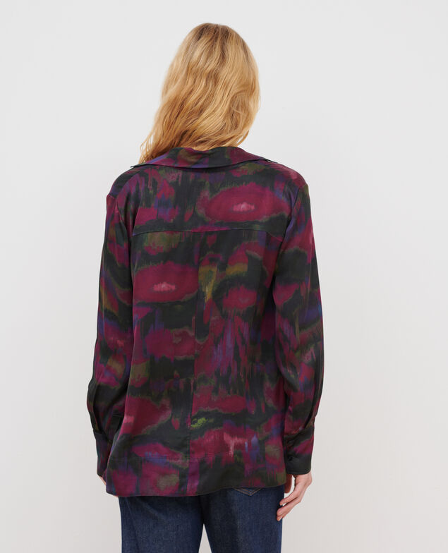 Fließende gemusterte Bluse A770 print bolero purple