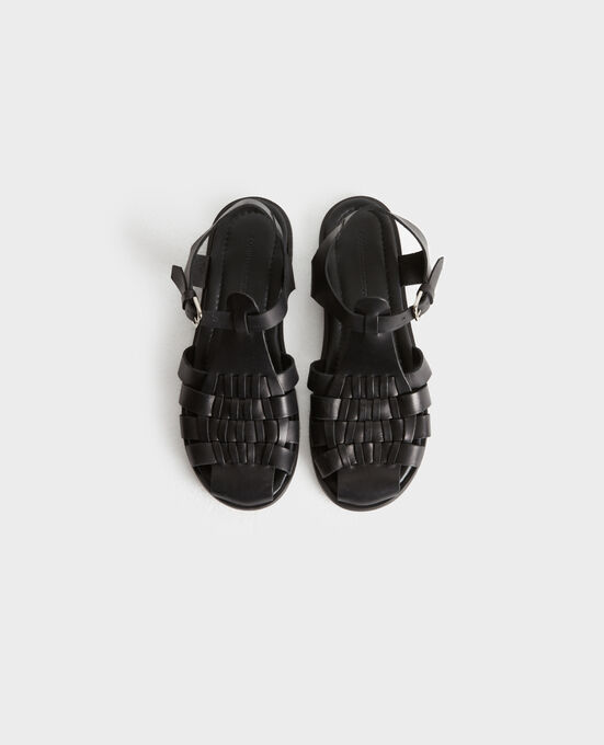 Flechtsandalen aus Leder 8853 09 BLACK