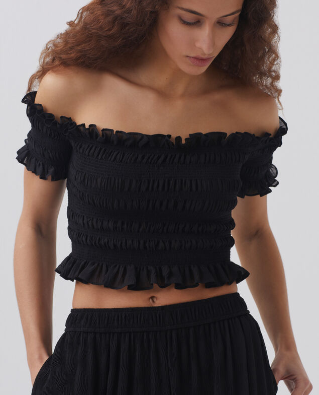 Kurzes gesmocktes Top H091 black beauty