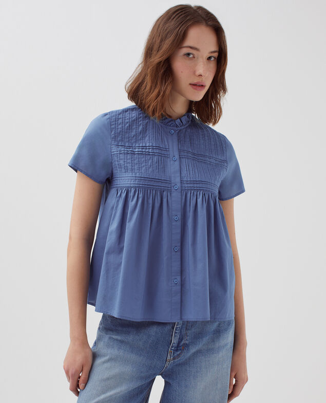Bluse mit kurzen Ärmeln I640 gray blue