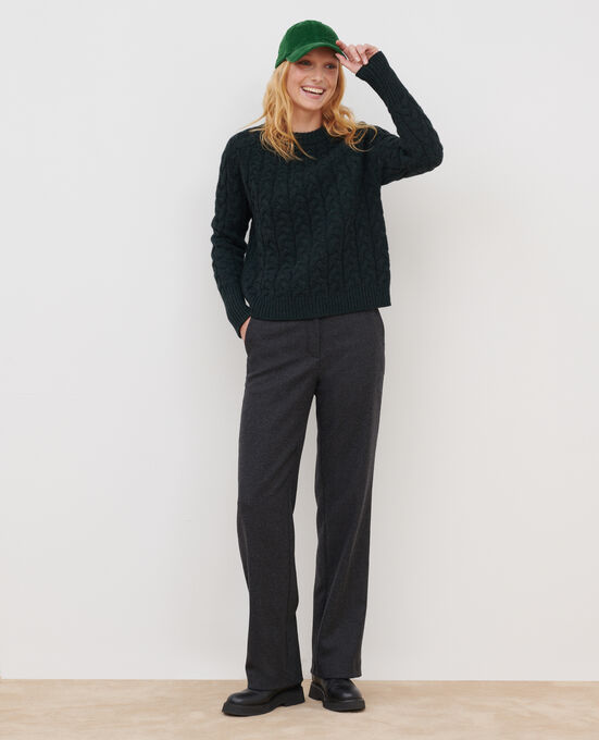 Pullover mit Rundhalsausschnitt aus Merinowolle A591 DARK GREEN PINE