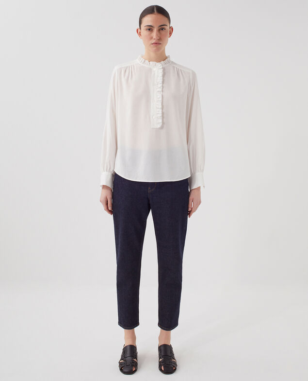 Bluse mit Volant-Details H013 gardenia
