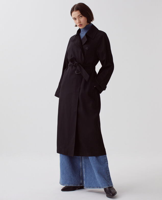 CATHERINE - Langer Trenchcoat mit fließendem Fall H091 black beauty
