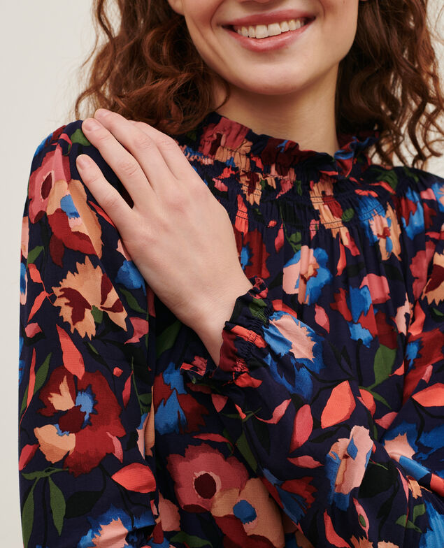 AGLAE - Fließendes gemustertes Kleid 8858 69 navy print