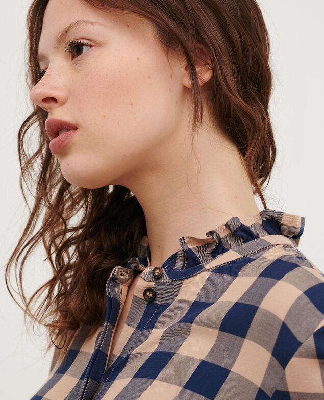 Fließende Bluse mit Karos 8867 32 beige check