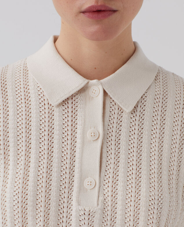 Baumwollpullover mit Polokragen U010 off white