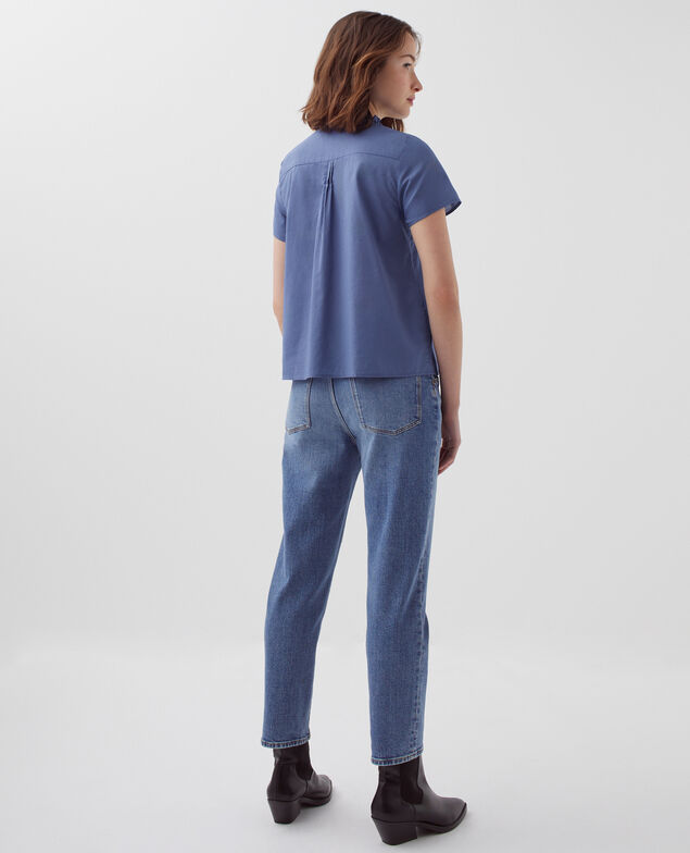 Bluse mit kurzen Ärmeln I640 gray blue