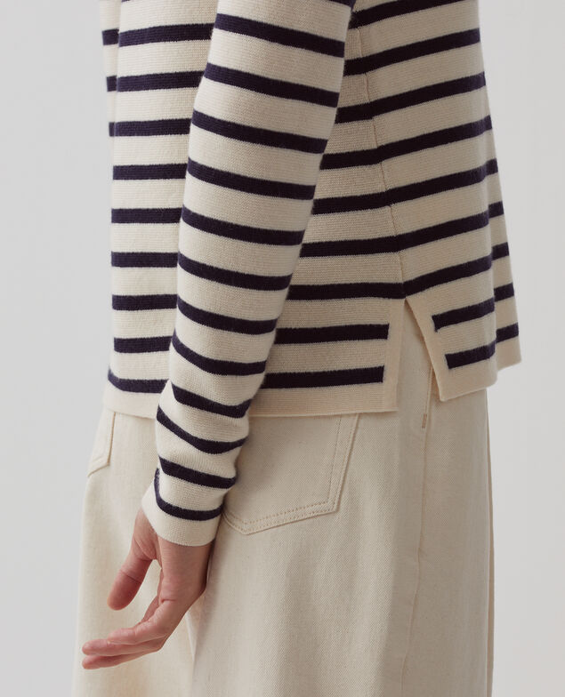 MADDY - Pullover aus Merinowolle im Marinelook 8842 01 offwhite