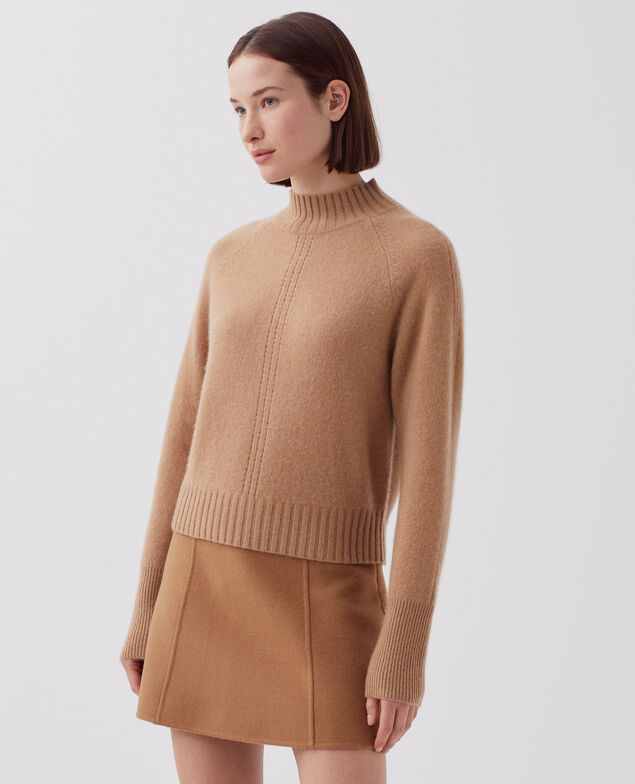 Pullover mit hohem Kragen aus Kaschmir I321 camel
