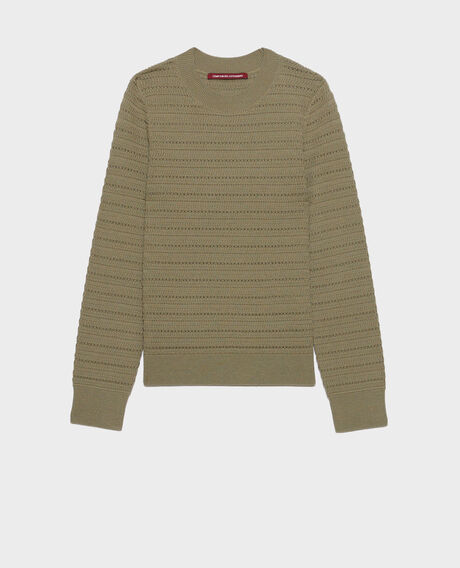 Pullover mit Ajourmuster aus Merinowolle 0560 vetiver 3sju091w21
