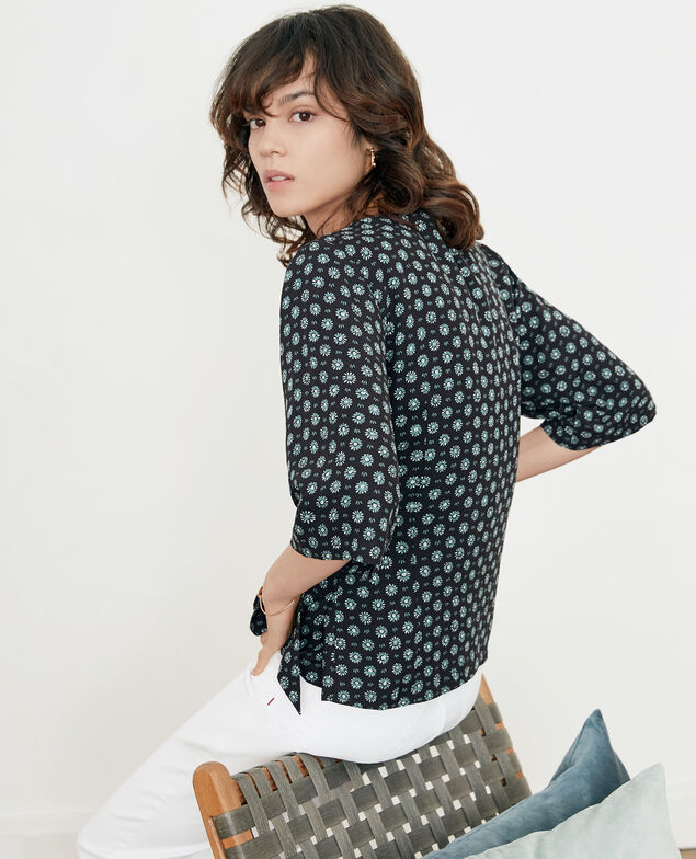 Gemusterte Bluse mit Schnalle Dandelion black