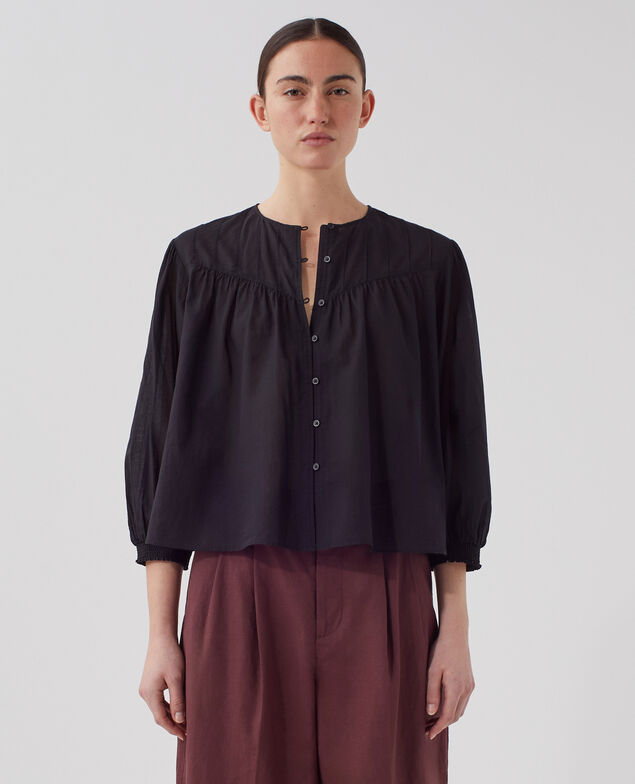 Bluse aus Baumwollvoile H091 black beauty