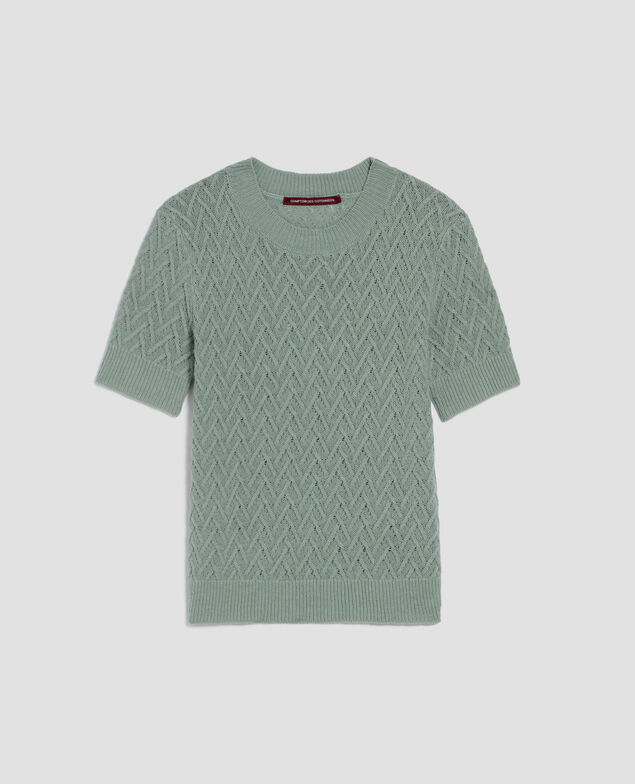 Kurzärmliger Pullover aus Leinen J510 jadeite green