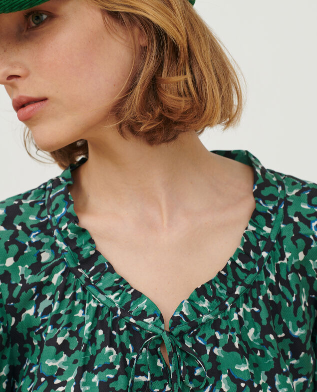 Fließende gemusterte Bluse 0512 green cameo