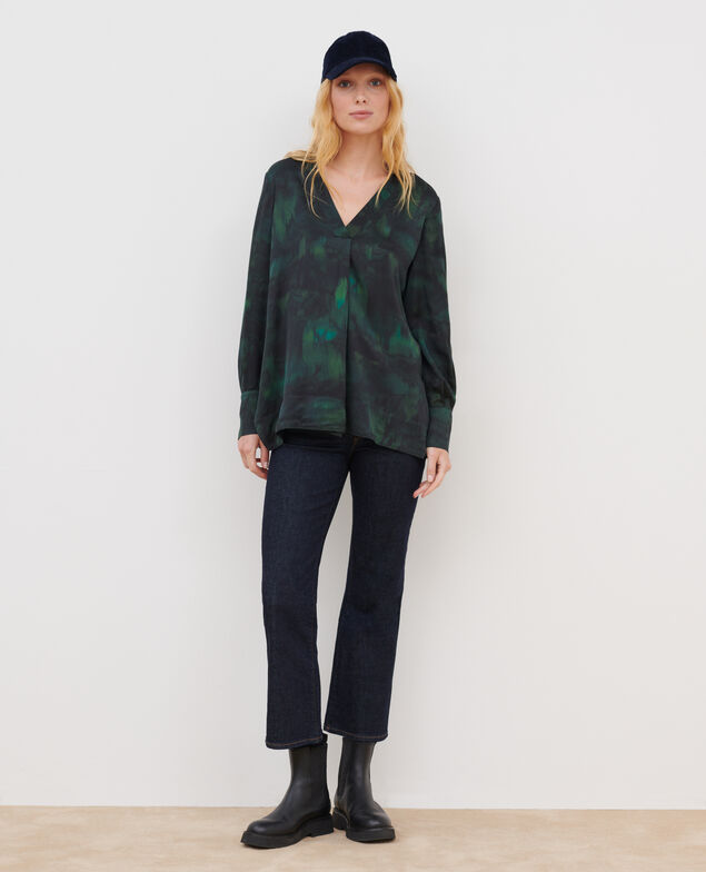 Fließende gemusterte Bluse A581 print bolero green