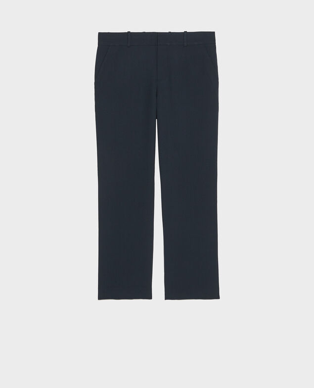 Maskuline Hose aus glatter Wolle Dark navy