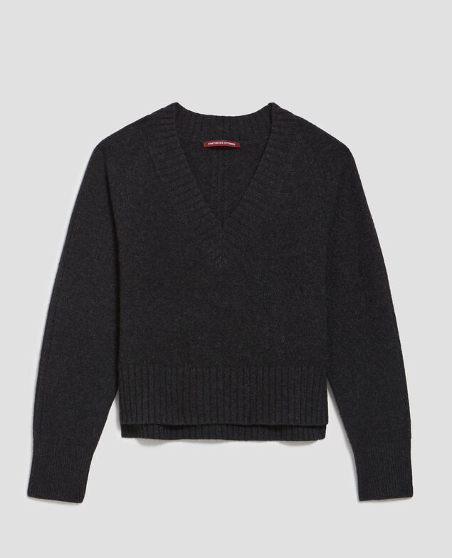 Pullover mit V-Ausschnitt aus Kaschmir I080 moonless gray