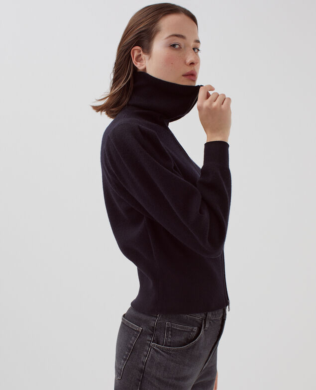 Cardigan aus Merinowolle mit Reißverschluss H091 black beauty