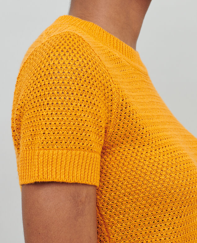 Kurzärmliger Pullover aus Leinen 23 orange