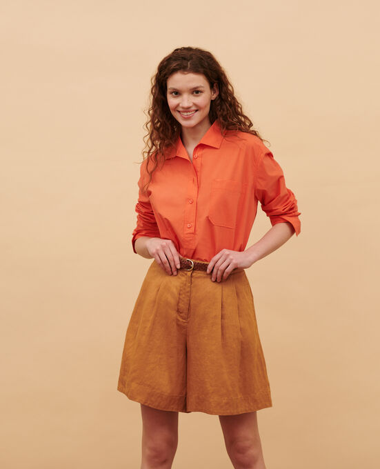 Weite Shorts aus Leinen 0320 ALMOND BROWN