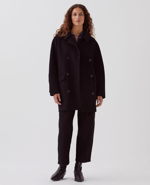 Wendbarer Caban aus Wolle und Kaschmir A091 black