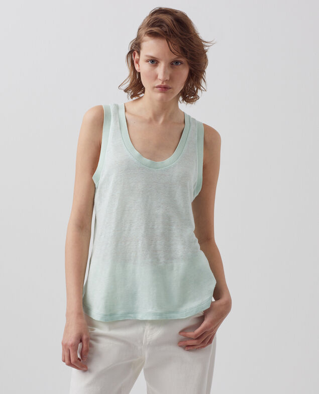 Ärmelloses T-Shirt aus Leinen 0500 surf spray green 3ste180f05
