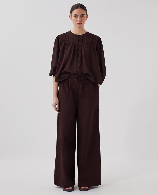 Bluse aus Baumwollvoile J790 chocolate plum