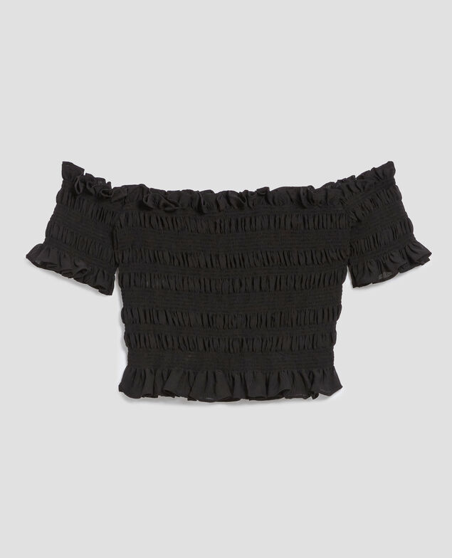 Kurzes gesmocktes Top H091 black beauty