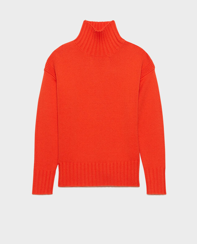 Pullover mit hohem Kragen aus Schurwolle 8829 24 orange